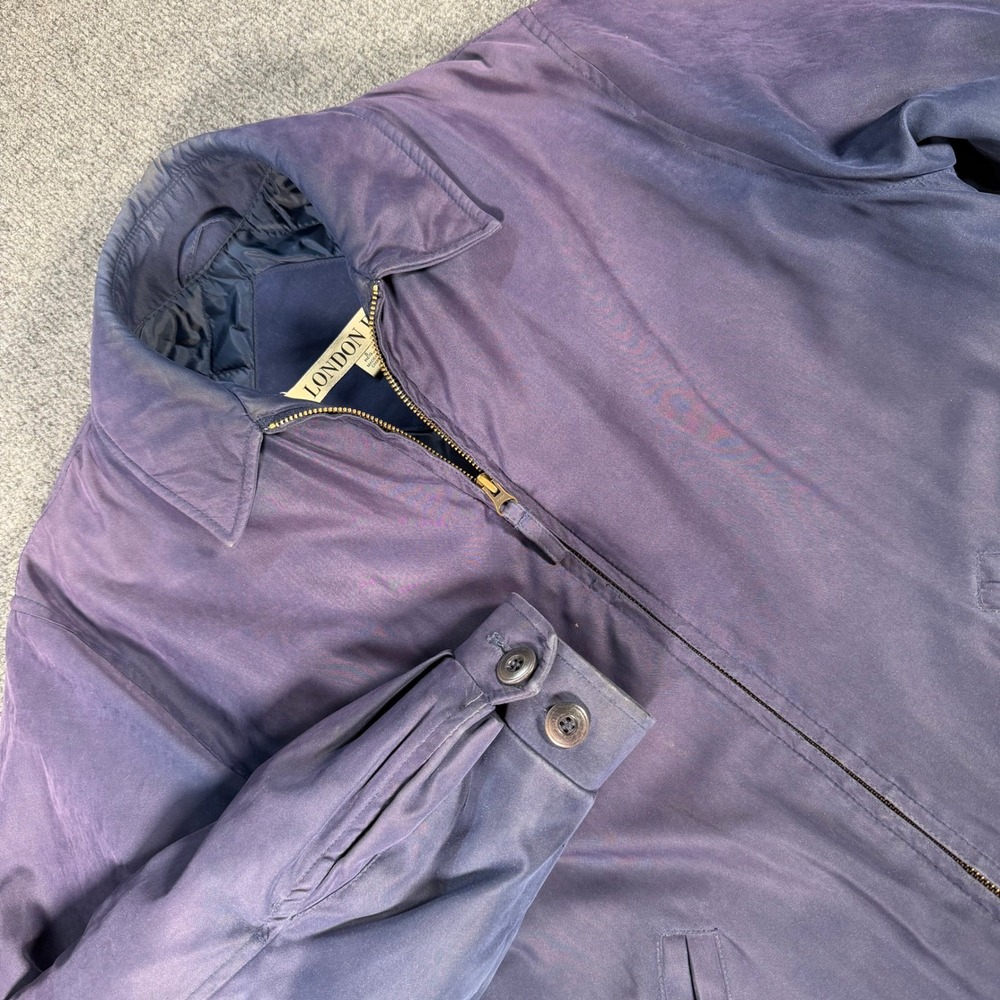 London Fog Mens Navy Blue Harrington Jacket Full Zip Quilted Lined Size Small